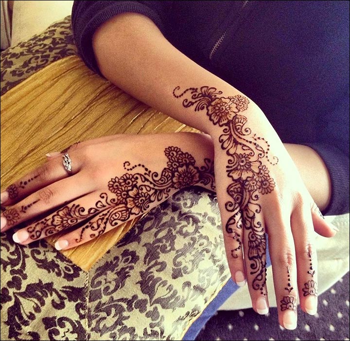 Dubai Mehndi Designs - Lateral Floral Pattern