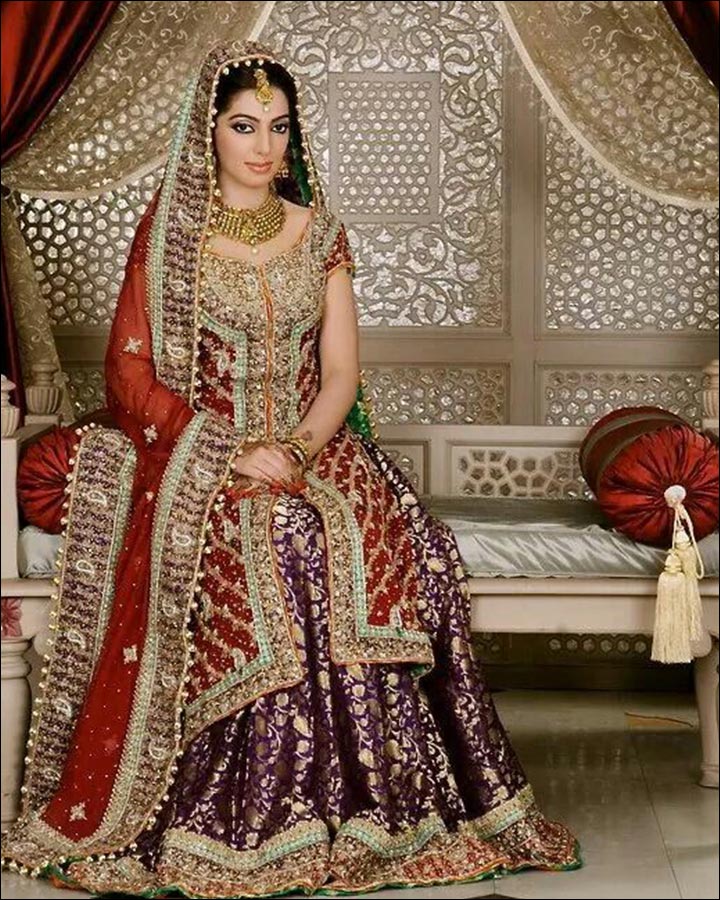 pakistani bridal lehenga with long kurti